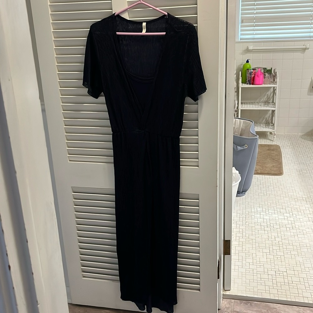 PinkBlush navy midi maternity dress